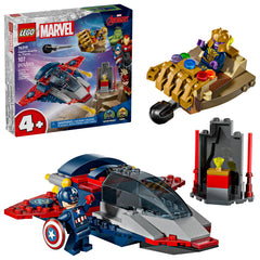 LEGO Marvel Captain America Quinjet front view for action-packed pretend play