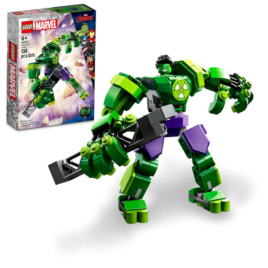 LEGO Marvel Hulk Mech Armor 76241 front view shows a durable action figure for imaginative battles.