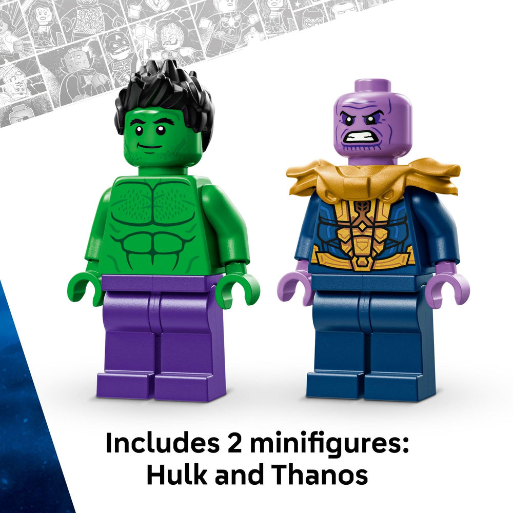 LEGO accessory set including Hulk helmet and Thanos gauntlet encourages play sets