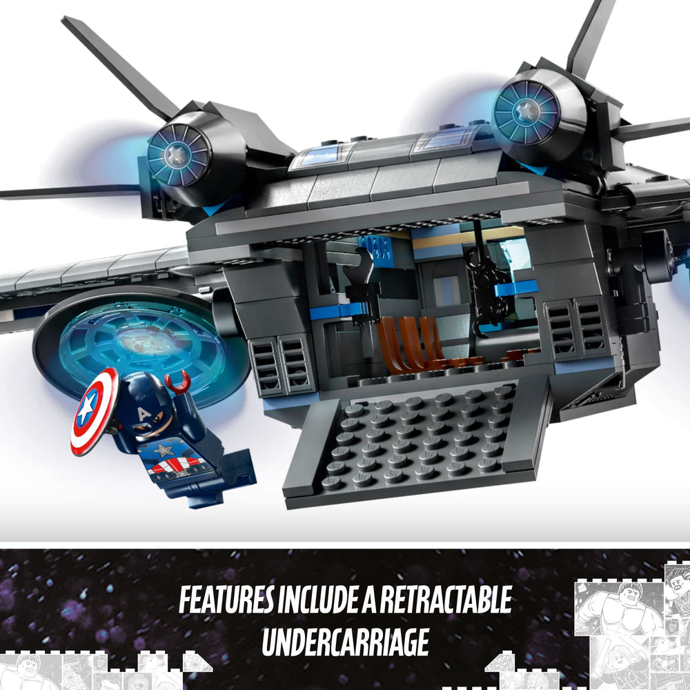 LEGO Marvel The Avengers Quinjet adjustable wings enable dynamic flight poses