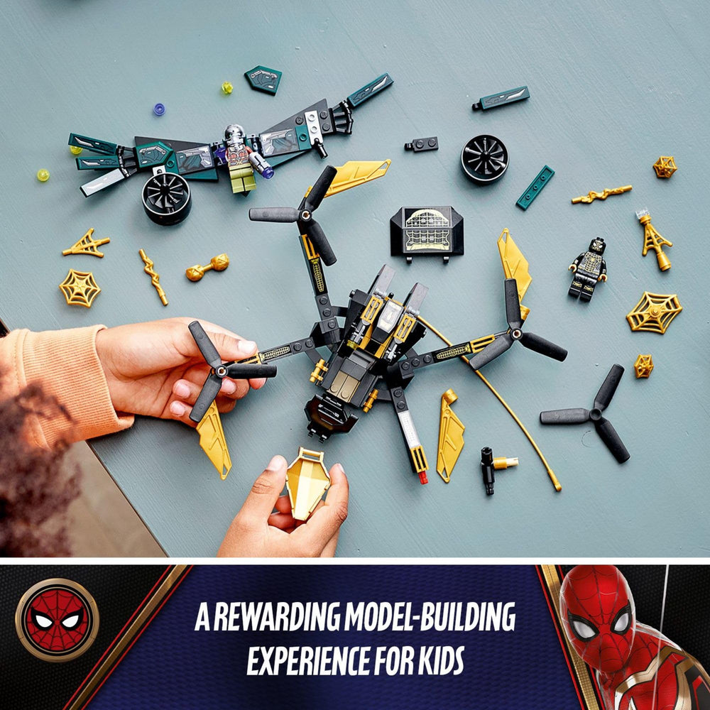 LEGO Marvel Spider-Man’s Drone Duel Vulture minifigure poised for aerial combat