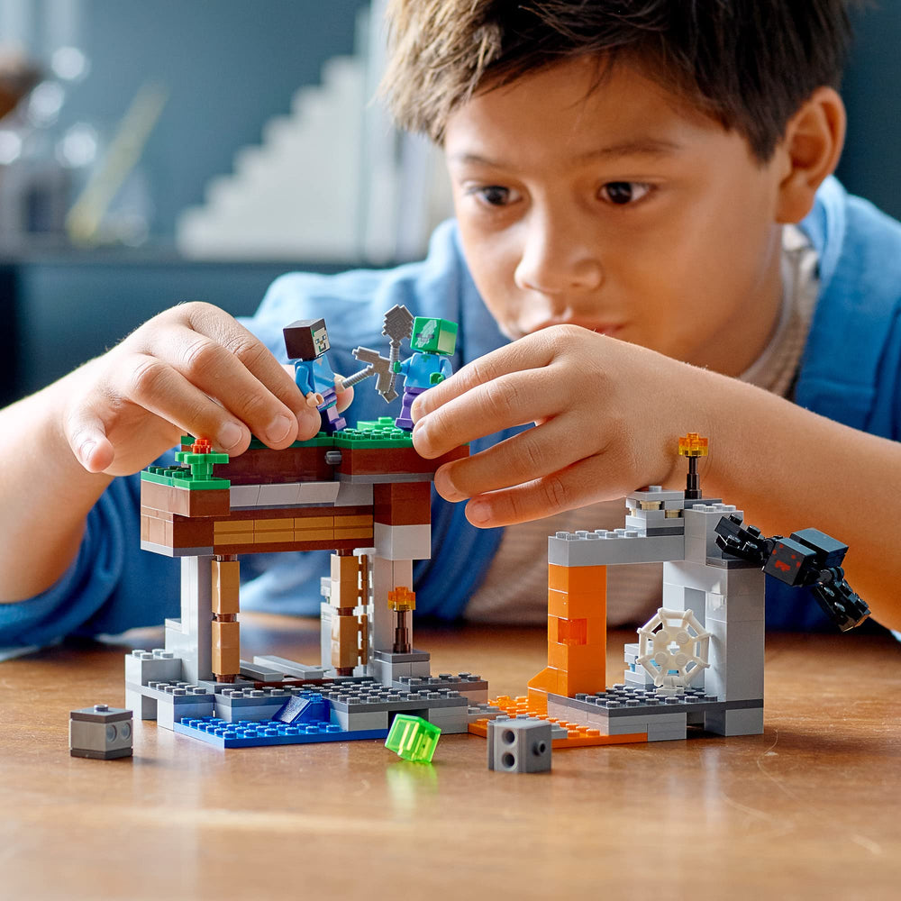 LEGO Minecraft Abandoned Mine gravel trap helps recreate in-game hazards