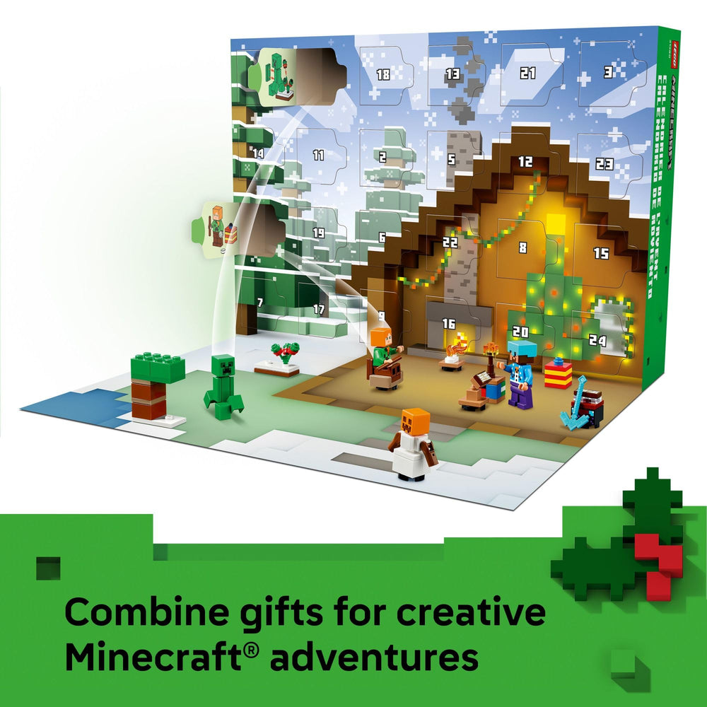 LEGO Minecraft Advent Calendar 2025 winter village build for seasonal scenes