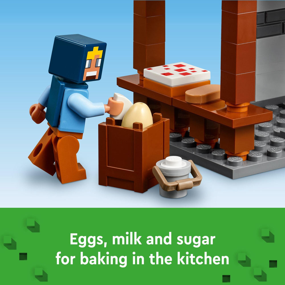 LEGO Minecraft farm plots with wheat sugarcane beetroot encourage farming exploration.