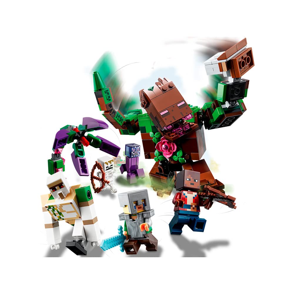 LEGO Minecraft Jungle Abomination 21176 plant with grabbing petals adds interactive scenery.