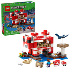 LEGO Minecraft Mooshroom House with Steve figure for creative play.