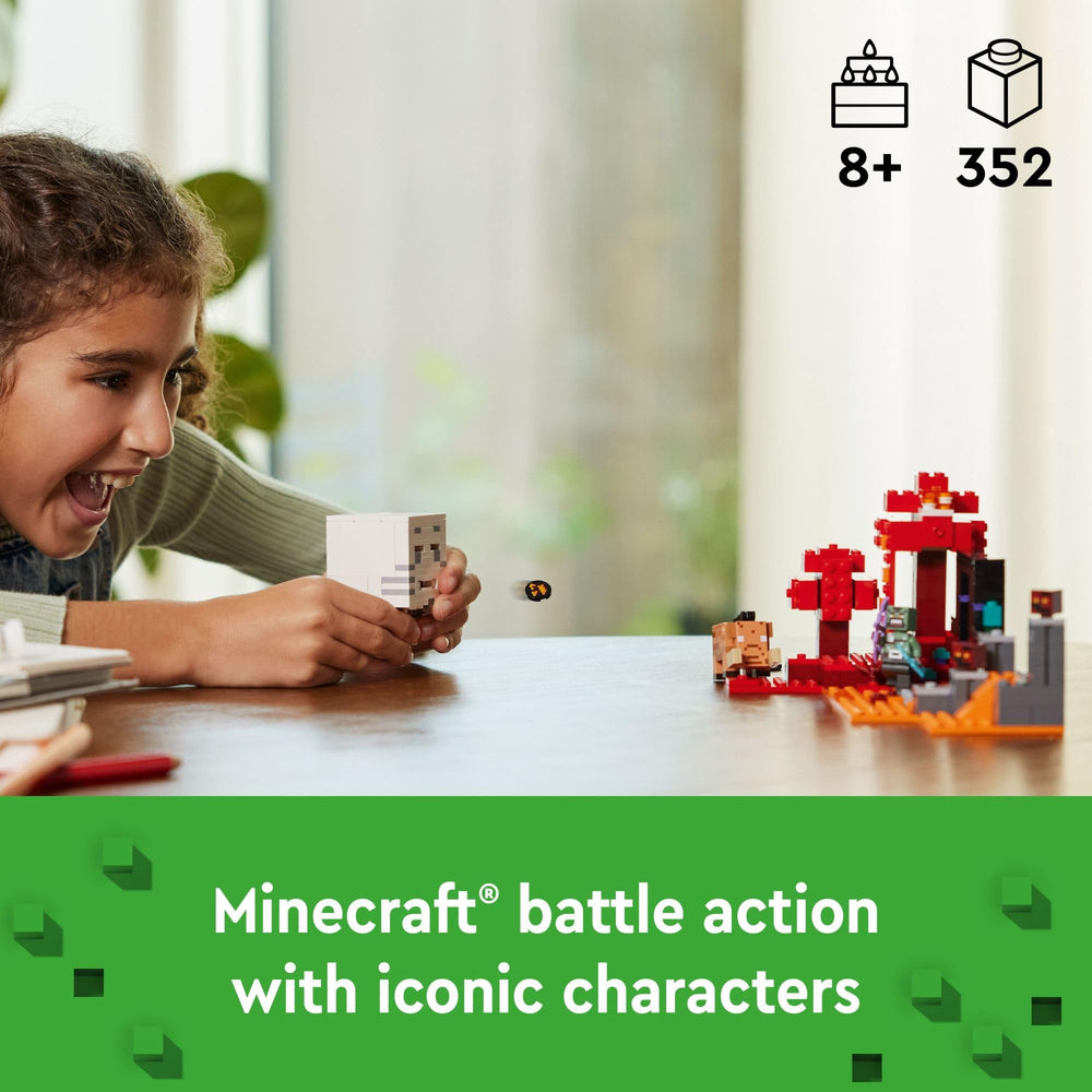 LEGO Minecraft Orc Warrior figure features a custom skin for dynamic Nether battles