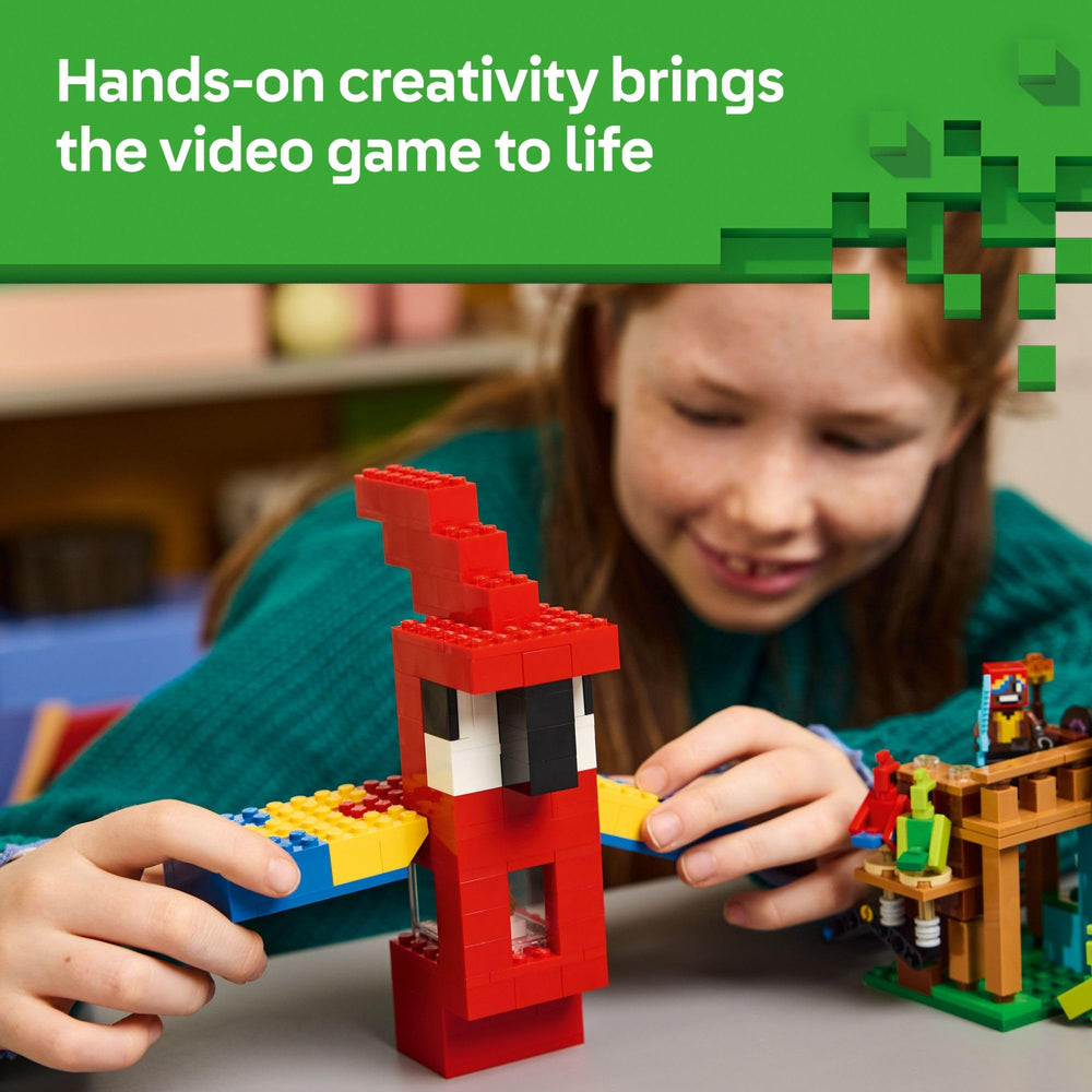 LEGO Minecraft Parrots collection adds color and interaction to tropical builds.