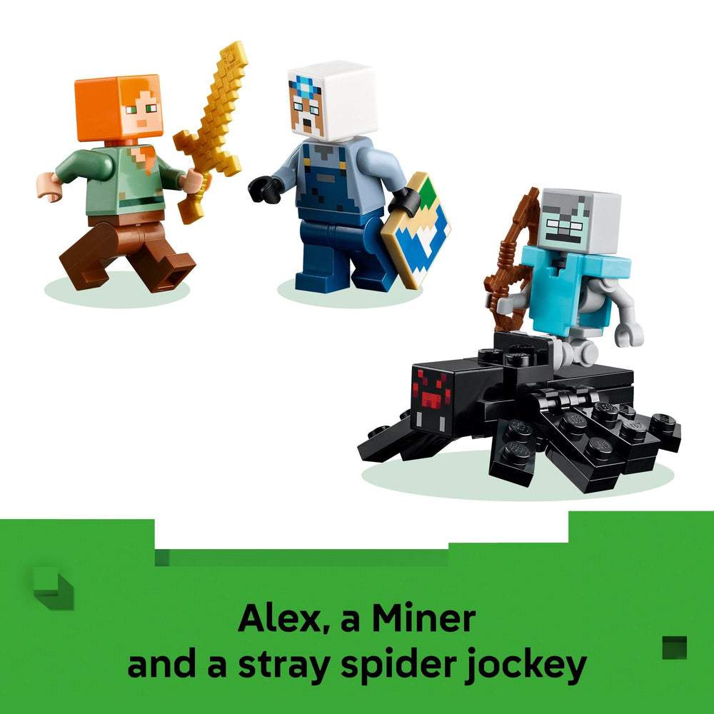 LEGO Minecraft creatures like ridable spider and polar bear enhance play variety.