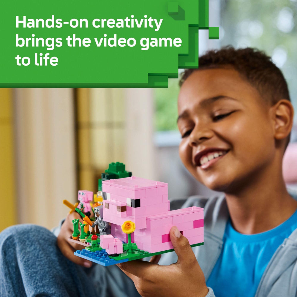LEGO Minecraft pig ride with carrot for interactive pretend journeys