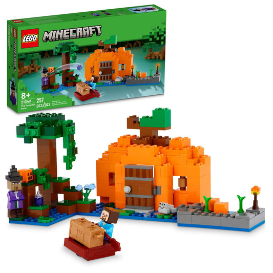 LEGO Minecraft The Pumpkin Farm house — pumpkin-shaped dwelling sparks imaginative play