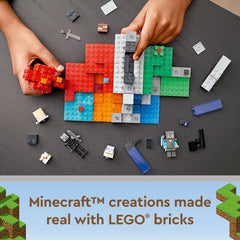 LEGO Minecraft 21172 portal display supports portable, ongoing play sessions.