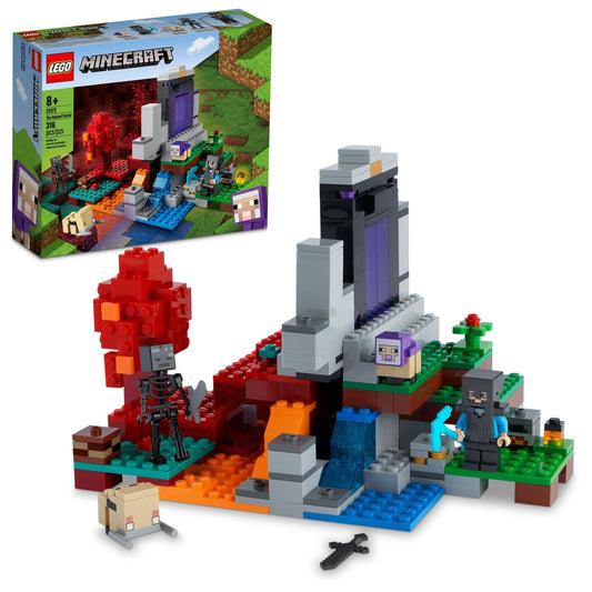 LEGO Minecraft The Ruined Portal gateway opens imaginative adventures.