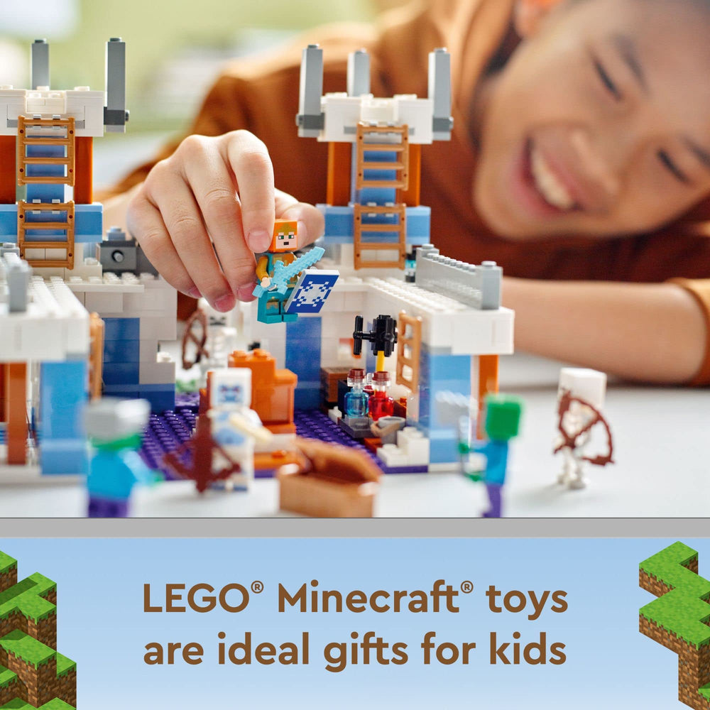 LEGO Minecraft The Ice Castle treasure chest and cauldron support potions and supplies