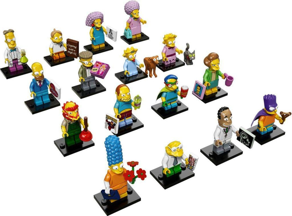 LEGO Minifigures Simpsons Series 71009 display plate highlights posing options and display.