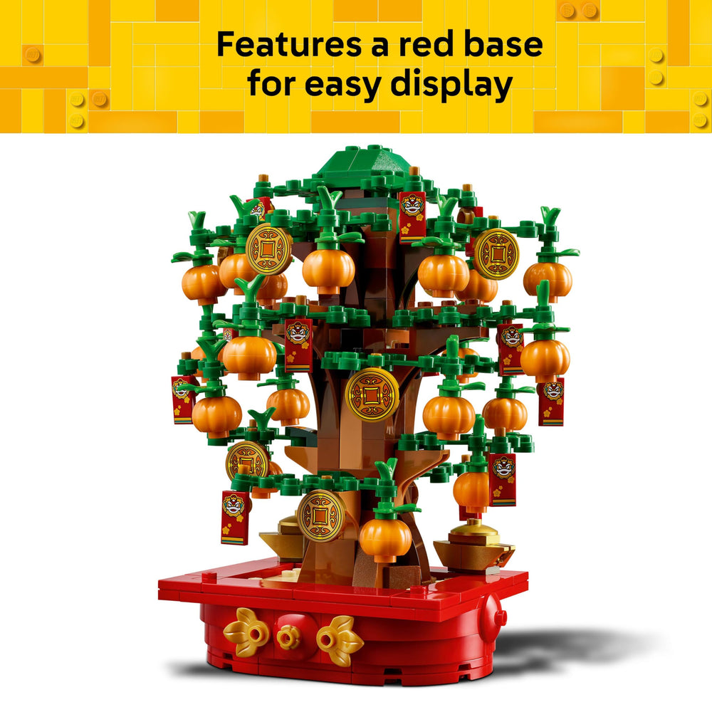 LEGO Money Tree table centerpiece adds festive charm to homes or classrooms.