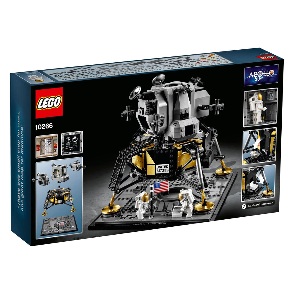 LEGO NASA Apollo 11 Lunar Lander nameplate display for a complete setup.