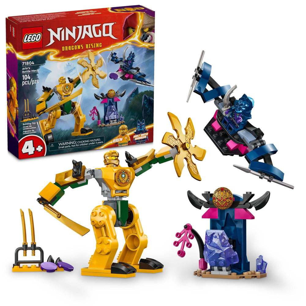 LEGO NINJAGO Arins Battle Mech front view for dynamic ninja action and quick start play