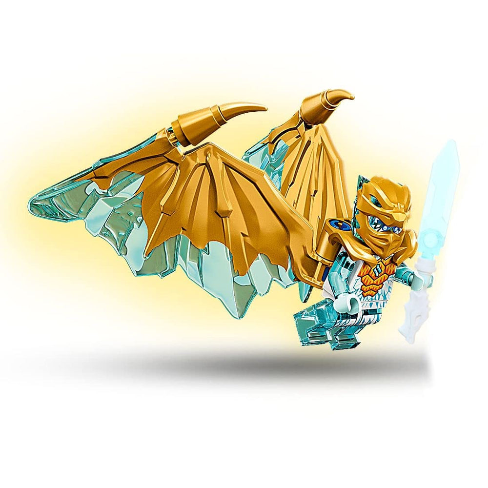 LEGO NINJAGO Zane crystalized with trans-light-blue sword for dynamic display