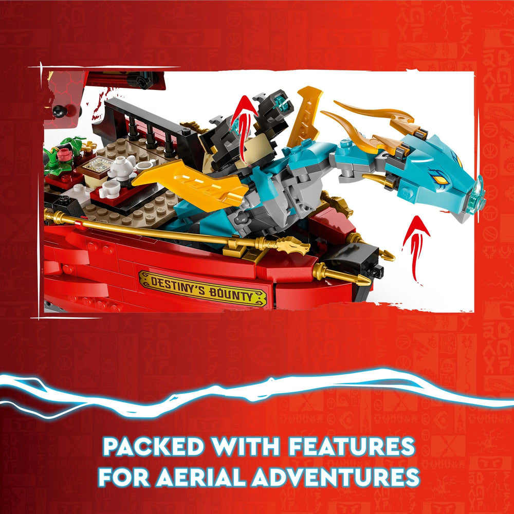 LEGO NINJAGO Destiny's Bounty removable roof reveals navigation room and arcade