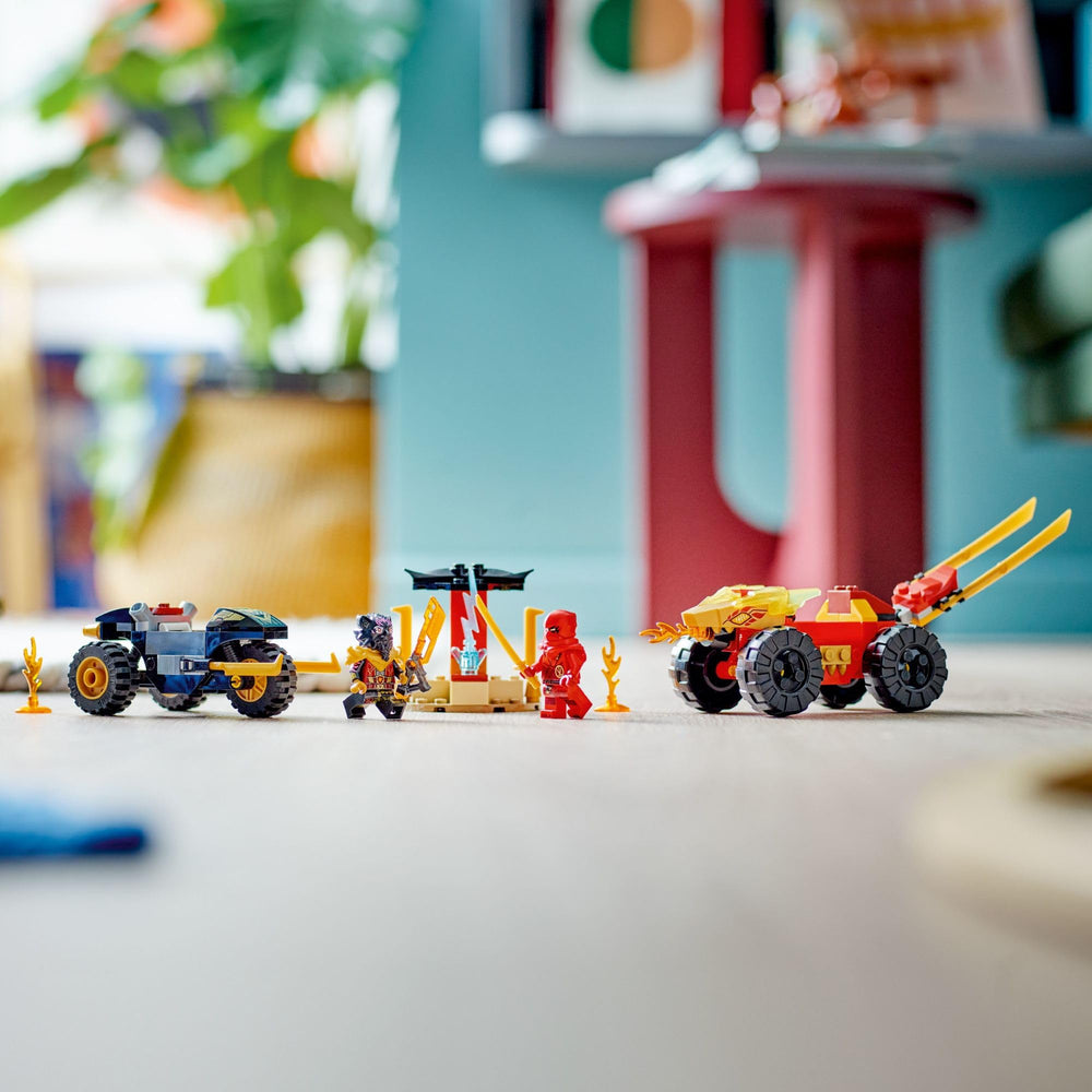 LEGO NINJAGO display holder showcases blue lightning highlight