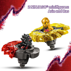 LEGO NINJAGO Dragon Spinjitzu Battle Pack golden upgrade pieces invite collectible enhancement.