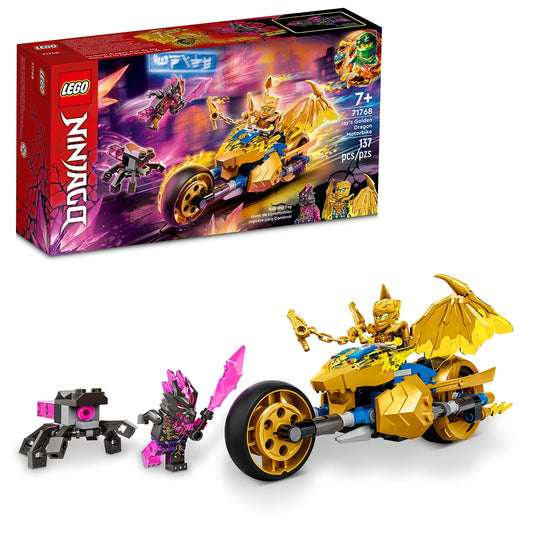 LEGO NINJAGO Jay's Golden Dragon Motorcycle in action for imaginative play