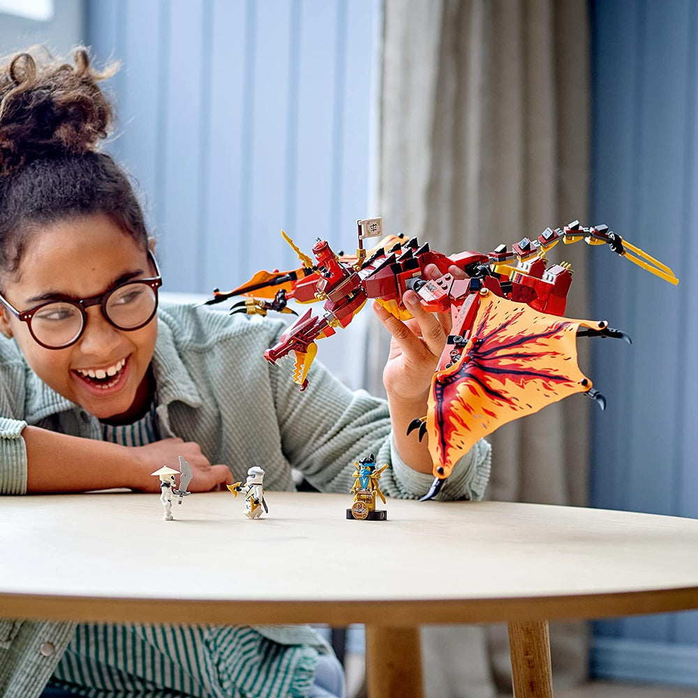 LEGO NINJAGO Legacy Fire Dragon Attack minifigures in action for thrilling storytelling