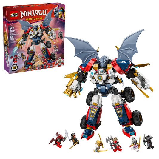 LEGO NINJAGO Zane’s Ultra Combiner Mech front view, ideal for immersive action play.