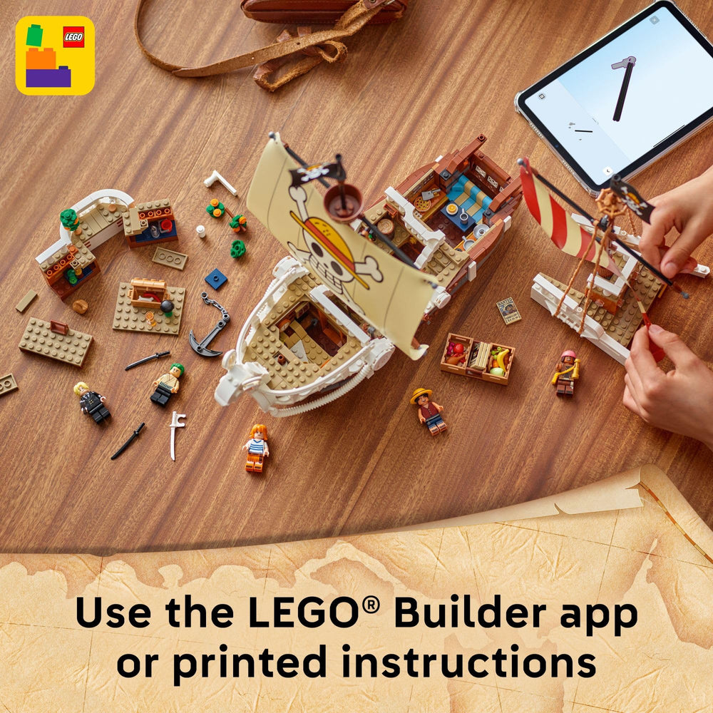 LEGO One Piece Going Merry builder app guidance for easier step-by-step building.
