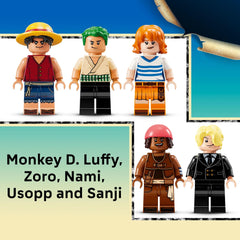 LEGO One Piece Going Merry rudder view supports realistic steering play and posing.