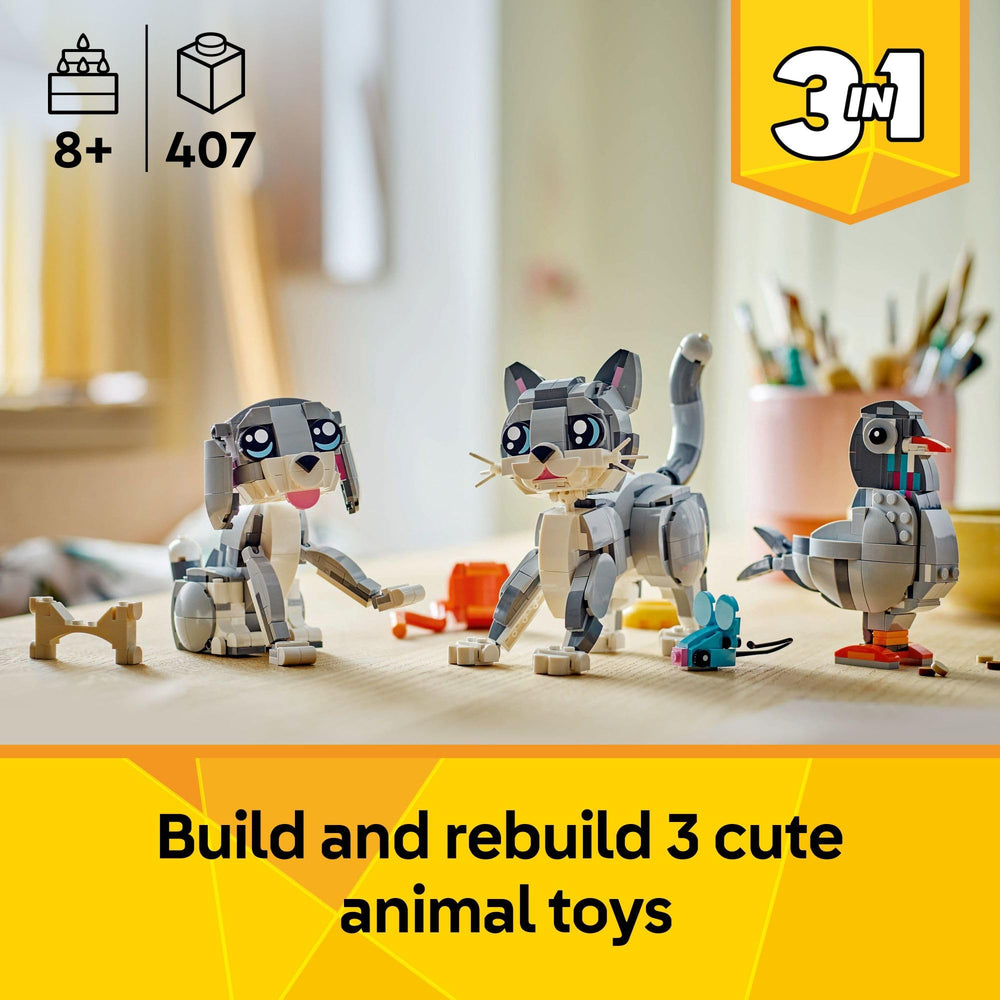 LEGO Creator 3in1 Cat figure with movable head for interactive storytelling.