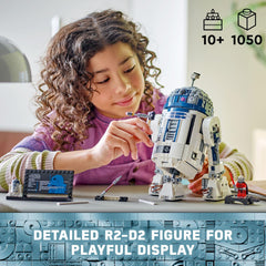 LEGO R2-D2 with 360-degree head rotation for dynamic posing.