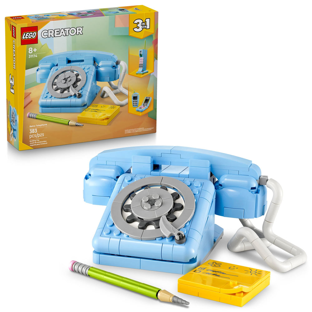 LEGO retro telephone rotary dial model for nostalgic display and play.