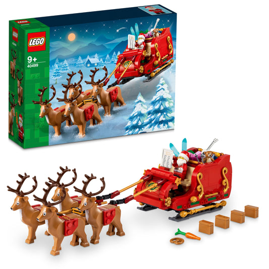 LEGO Santa's Sleigh front view showing festive brick detail for display