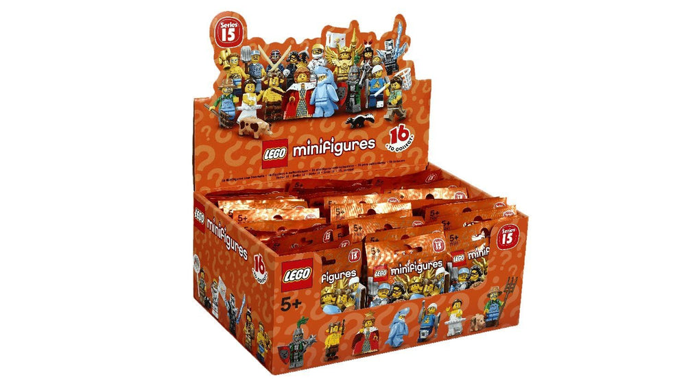 LEGO Shark Suit Guy collector display helps organize figures.