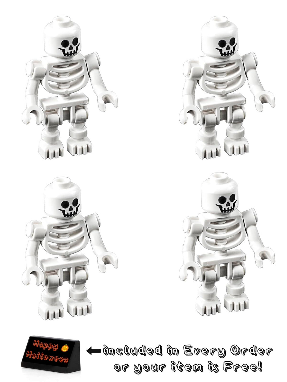 White skeleton minifigures from LEGO, ideal for pirate or Halloween scenes.