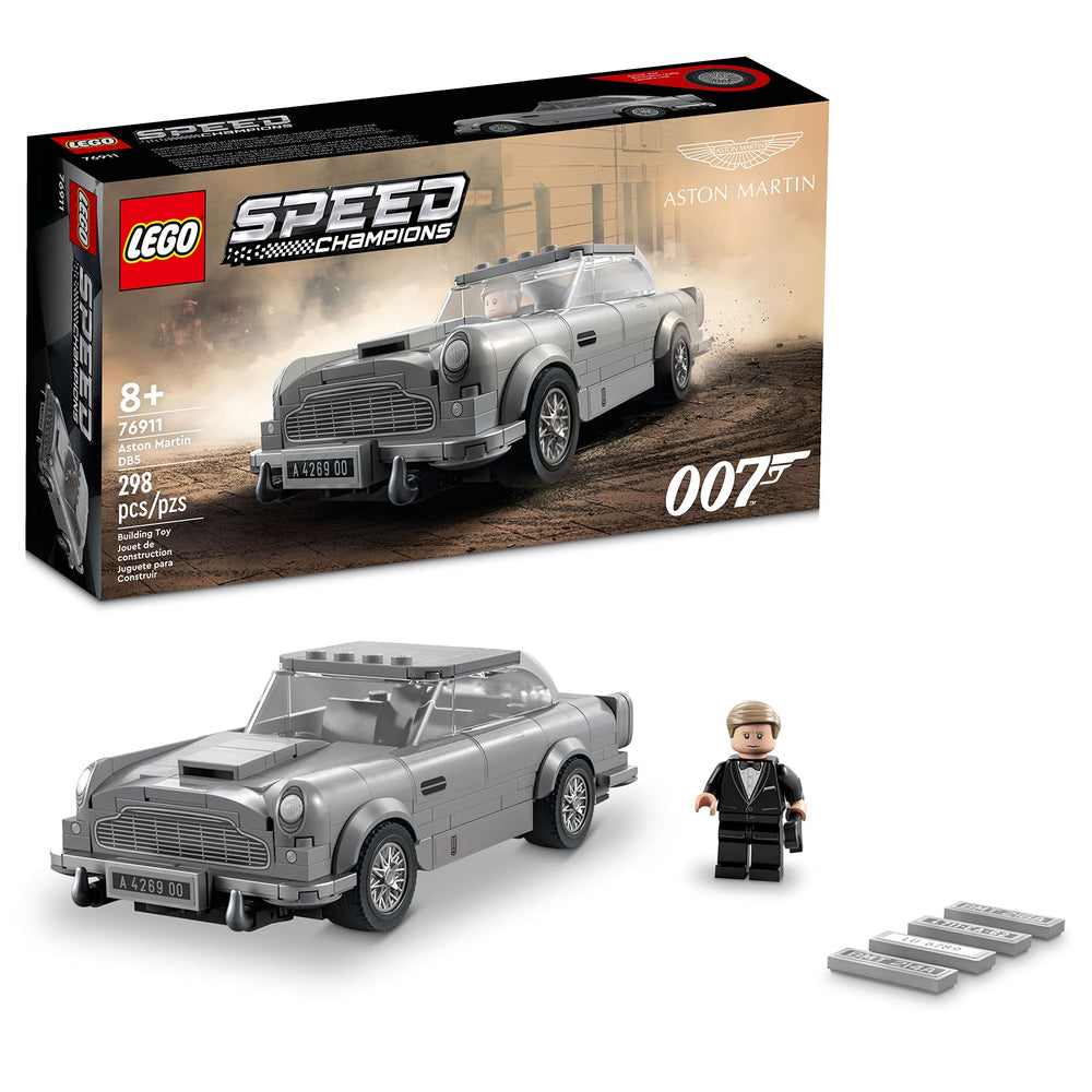 LEGO Speed Champions 007 Aston Martin DB5 front view for display and imaginative racing.