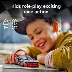LEGO Speed Champions Audi S1 e-tron quattro race car interior dashboard fidelity for immersive build.