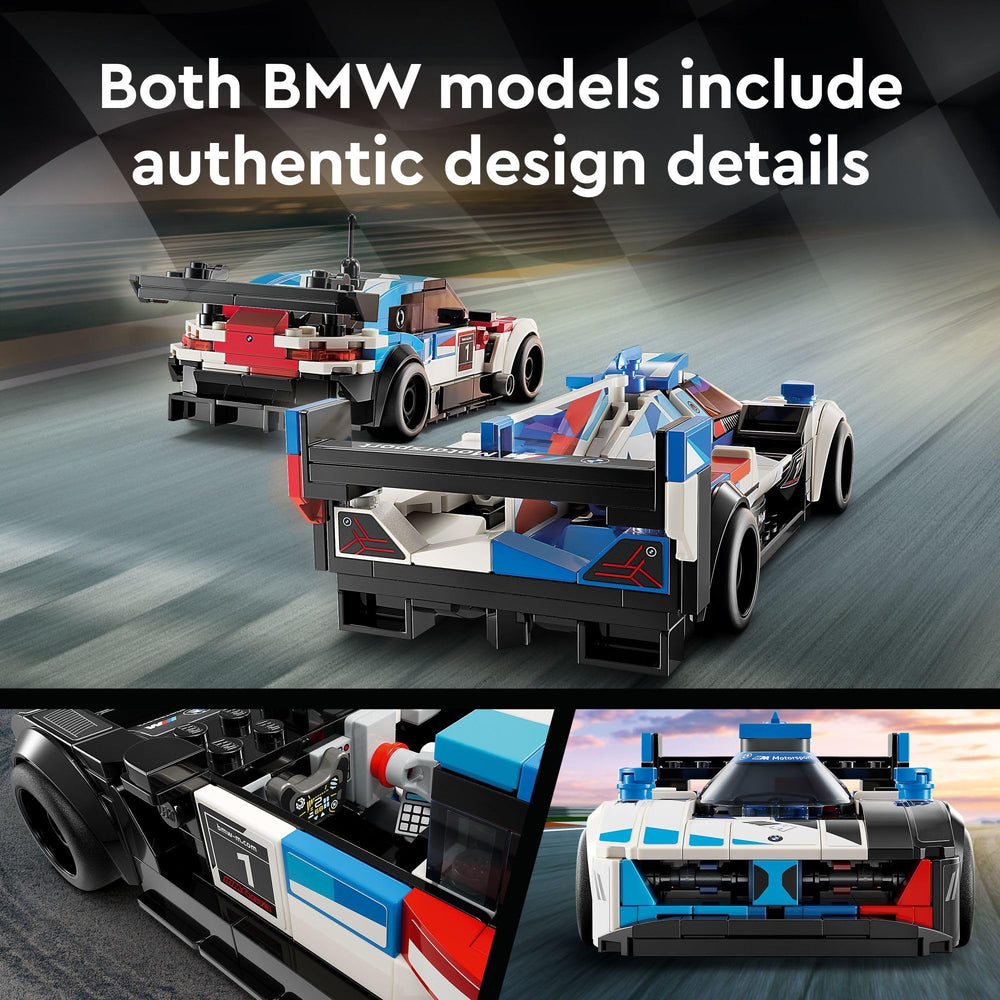 LEGO Speed Champions BMW M Motorsport livery detail brings authenticity to display shelves.