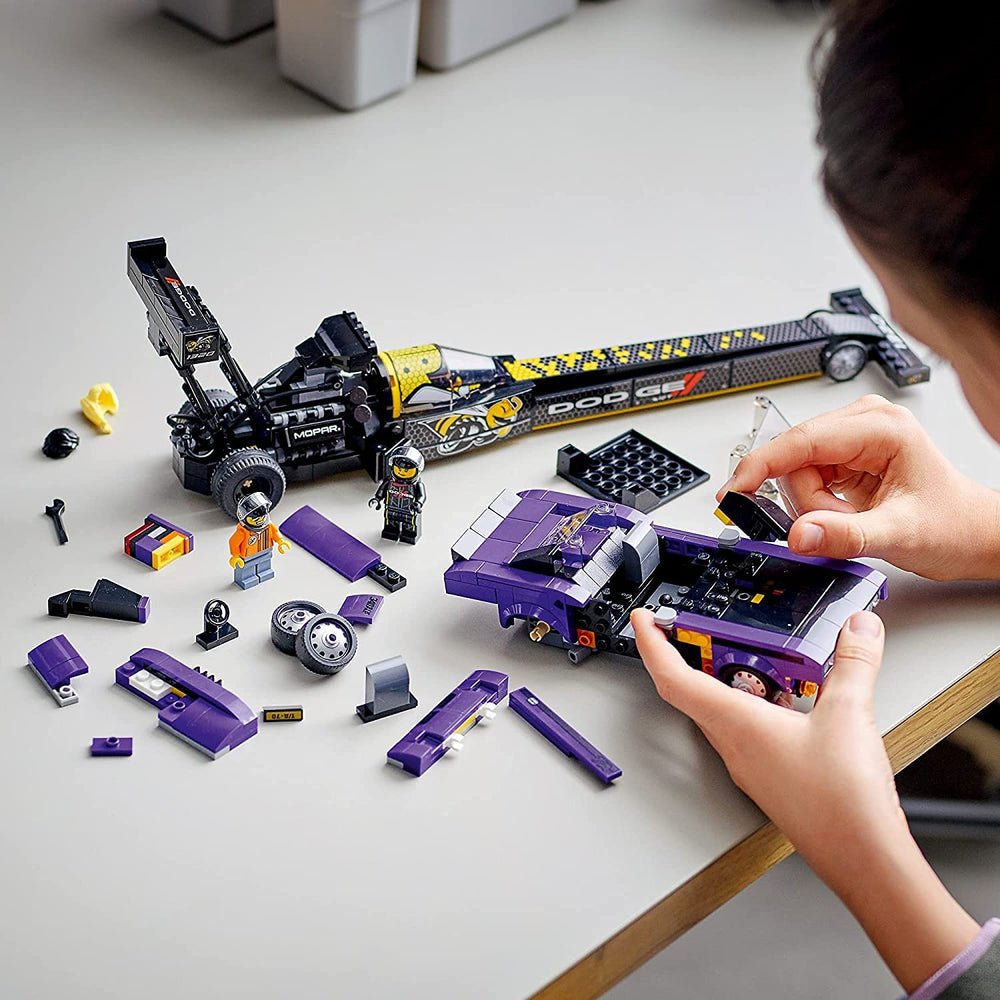 LEGO Speed Champions build kit box emphasizes 627 pieces and assembly fun.