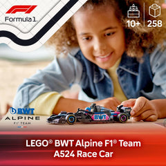 LEGO Speed Champions BWT Alpine F1 A524 front view with detailed decals