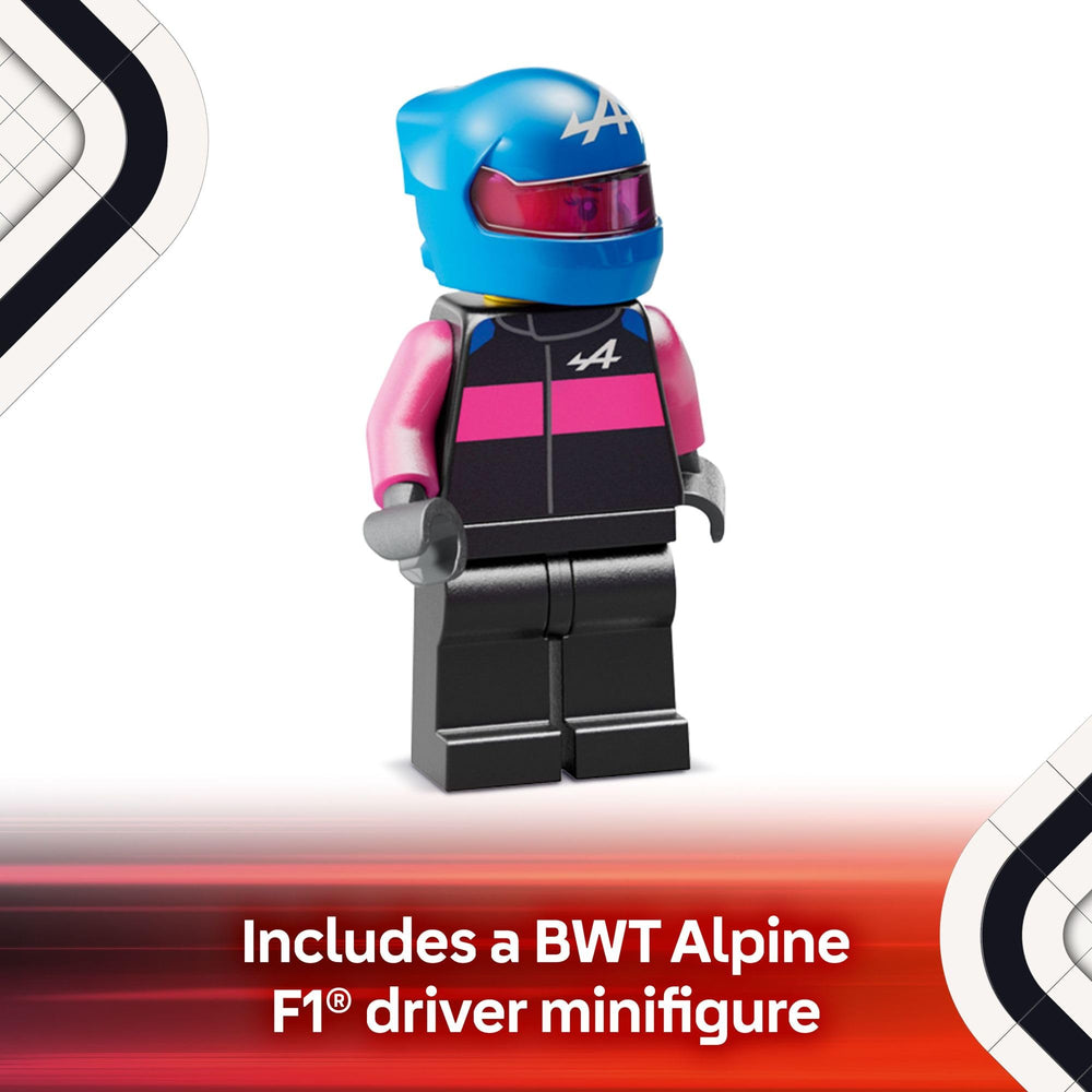 LEGO Speed Champions BWT Alpine F1 A524 rear wing and Pirelli tires detail