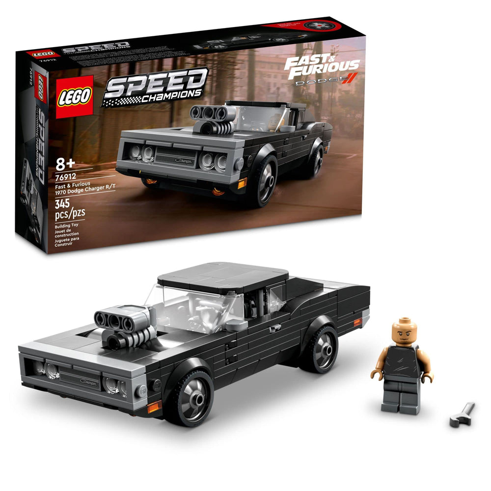 LEGO Speed Champions 1970 Dodge Charger RT front view for display and imaginative play.