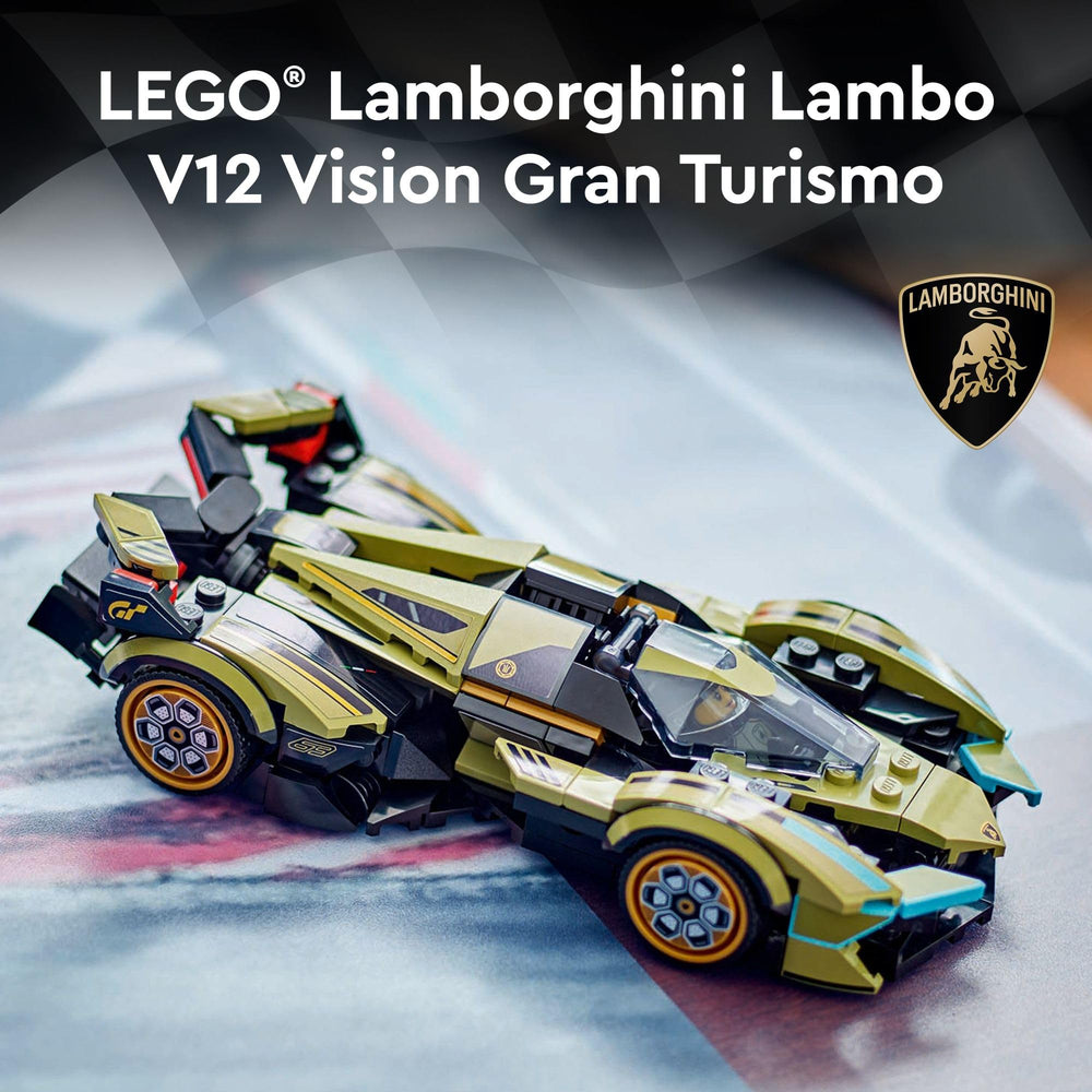 LEGO Speed Champions Lambo V12 Vision GT front view highlighting authentic body lines.