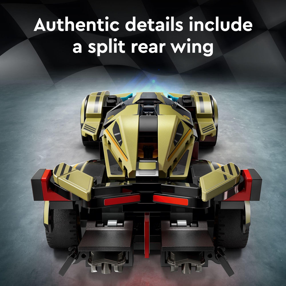 LEGO Speed Champions Lambo V12 Vision GT wheel rims and hexagon detail close-up.