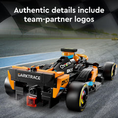 LEGO Speed Champions McLaren 2023 logos close-up adds realism and display appeal