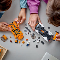 Two McLaren minifigures enable exciting in-set race play.