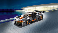 LEGO Speed Champions McLaren Senna model car with removable windshield for display.