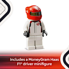 LEGO Speed Champions MoneyGram Haas VF-24 tires and wheels for realistic grip and scale.